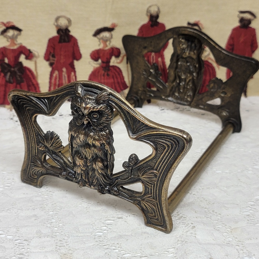Owl Book Rack Home Decor Bronze Art Nouveau Expandable Bookends Vintage